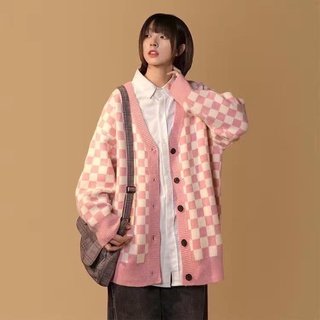 [SẴN ĐEN] Áo cardigan len mỏng kẻ caro