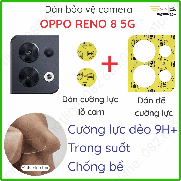 Dán cường lực camera Oppo Reno 8 5G/ Reno8 Pro/ Reno8 Pro+ bảo vệ kính và đế chống trầy xước