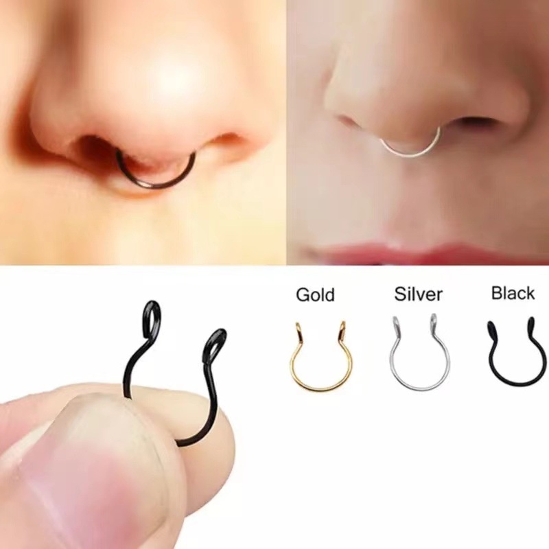 Khuyên Mũi Kẹp Khuyên Mũi Septum Dáng Tròn Thép Titan Không Gỉ