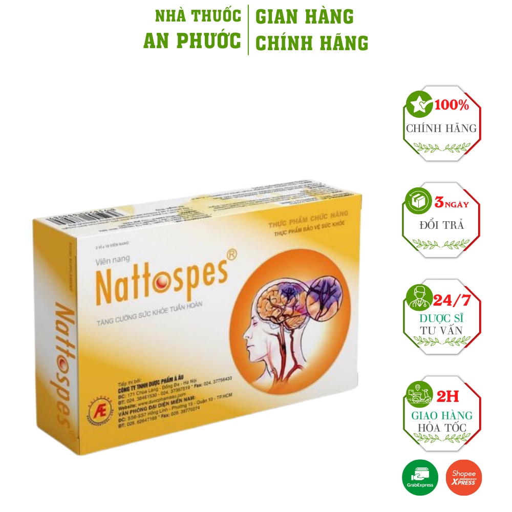 Viên uống Nattospes ⚡ CAM KẾT CHẤT LƯỢNG ⚡ Tăng Cường Tuần Hoàn Não(30 Viên)