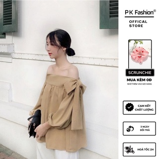 Áo Bẹt Vai Tay Dài Thắt Nơ Vai Baby (TRẮNG)