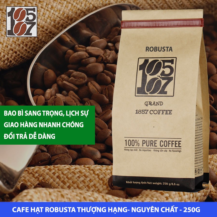 1kg Cà phê Robusta Hạt ❤️️ FREESHIP ❤️️ nguyên chất thượng hạng không pha trộn tẩm ướp hương liệu - grand 1857 coffee