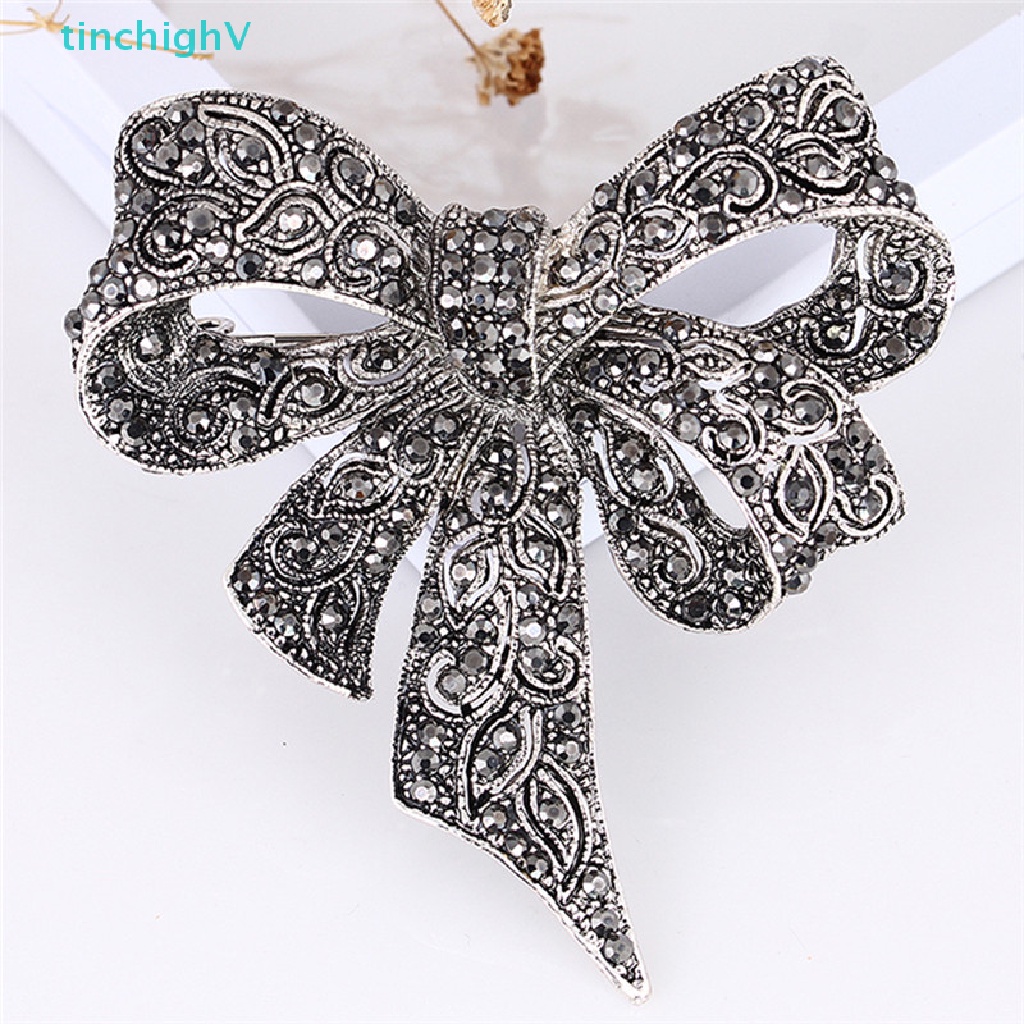 [TinchighV] Trâm Cài Áo Hình Nơ Đính Đá Pha Lê Giả Kim Cương Cho Nữ