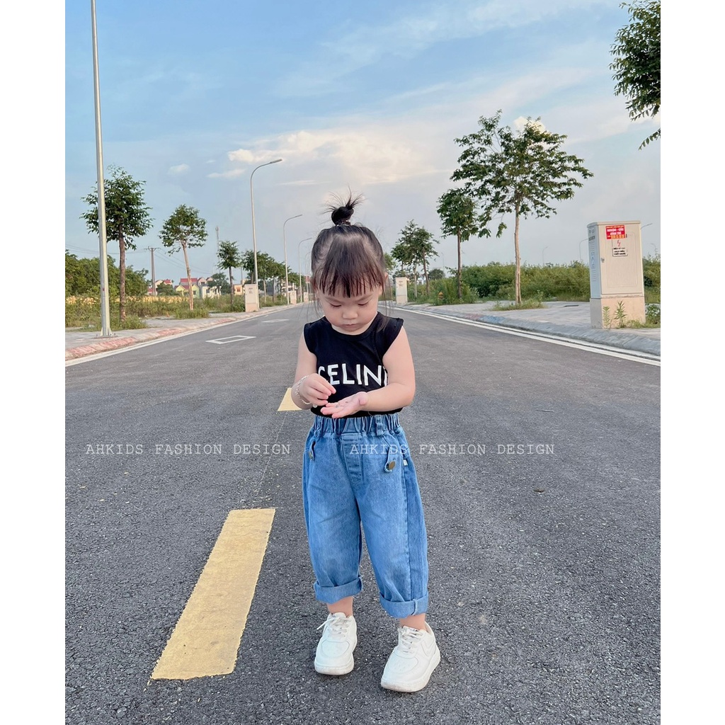 Set áo celinn kèm quần jean mềm cho bé