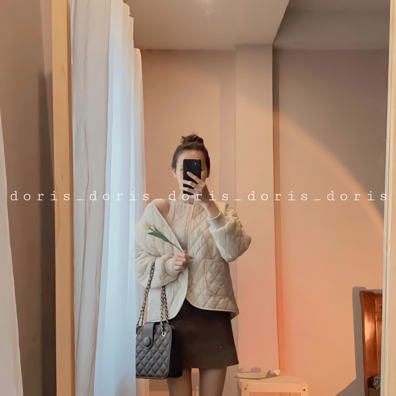 Áo phao quả trám hai lớp siêu xinh 2 màu be, đen Quảng Châu