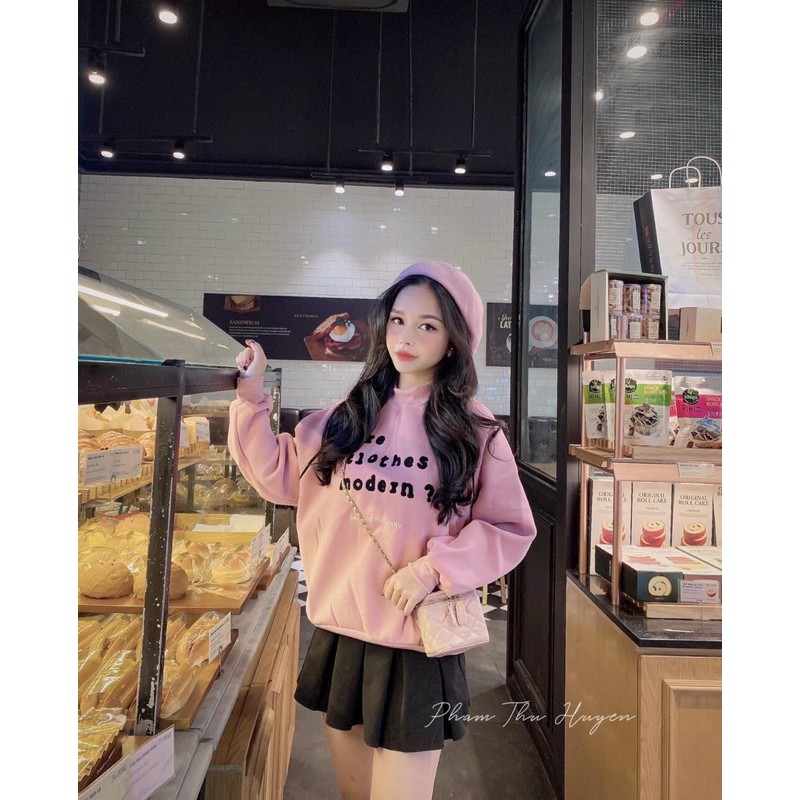 áo nỉ hồng thêu chữ