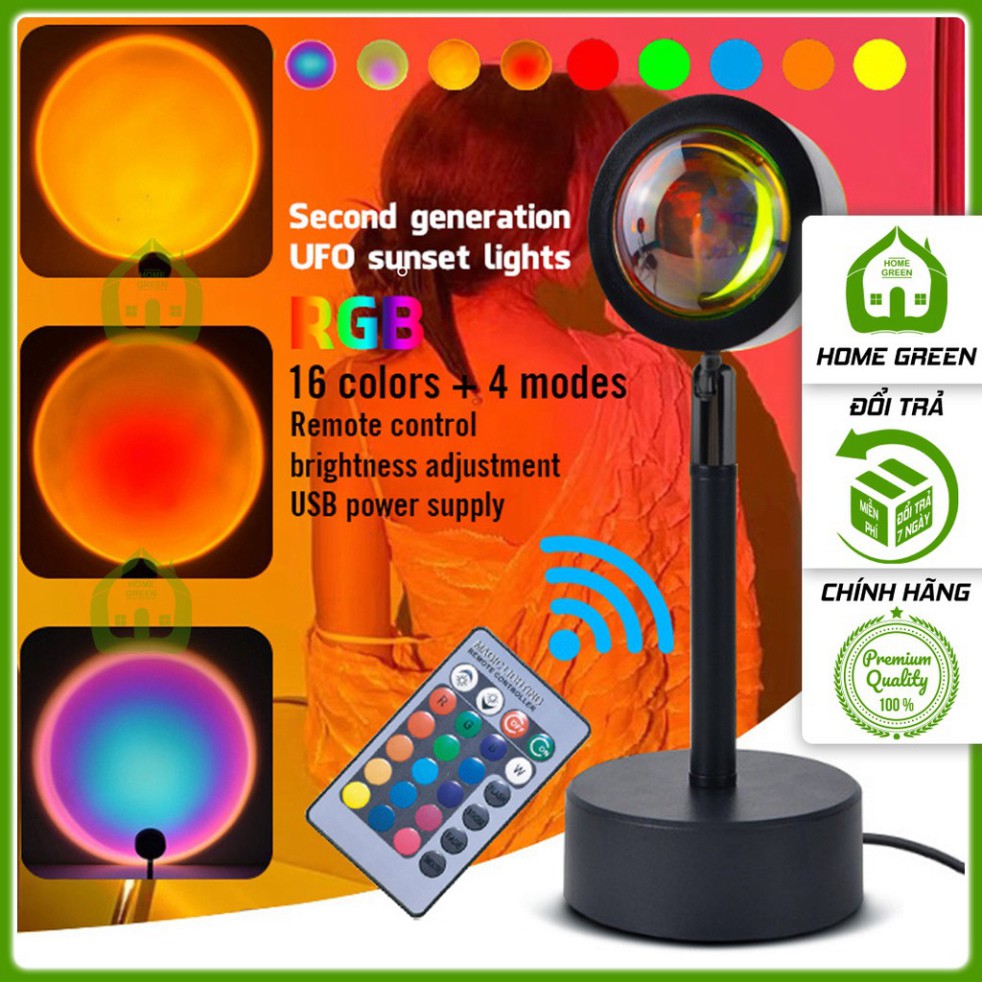 Đèn hoàng hôn led RGB đổi 16 màu tùy thích sống ảo chụp ảnh quay video kèm điều khiển 24 phím