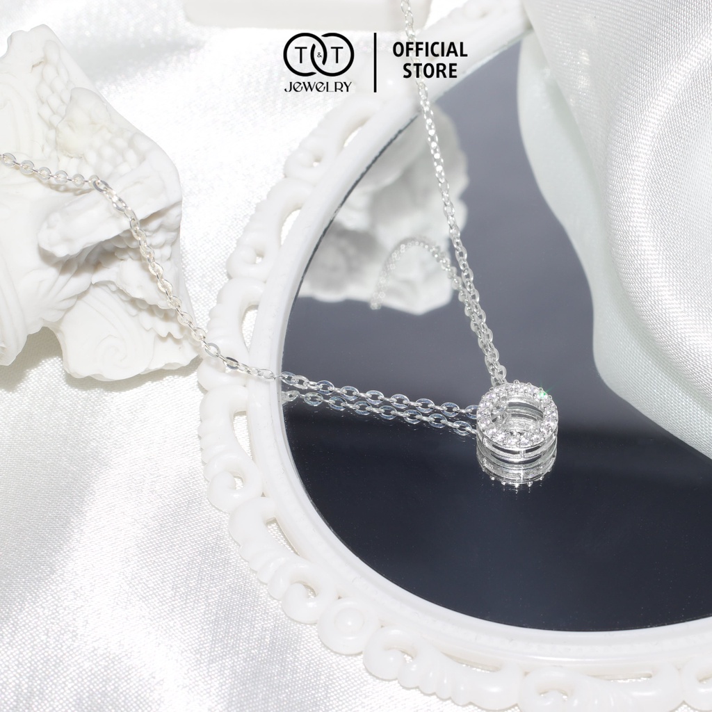 Dây chuyền Bạc nữ Tròn Đính Đá cá tính T&amp;T Jewelry cao cấp DC019