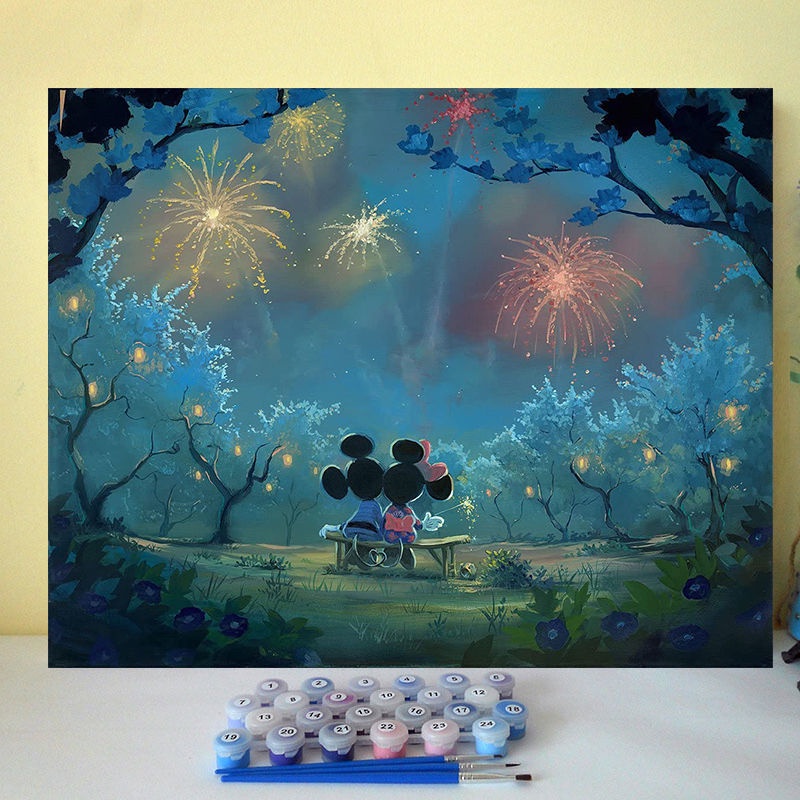 Bộ Tranh Sơn Dầu 40x50cm Tự Làm Họa Tiết Vịt Donald/Chuột Mickey Hoạt Hình Dùng Để Trang Trí Nhà