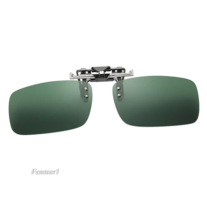 [FENTEER1]Polarized Clip On Flip Up UV400 Lens Driving Myopia Sunglasses Silver