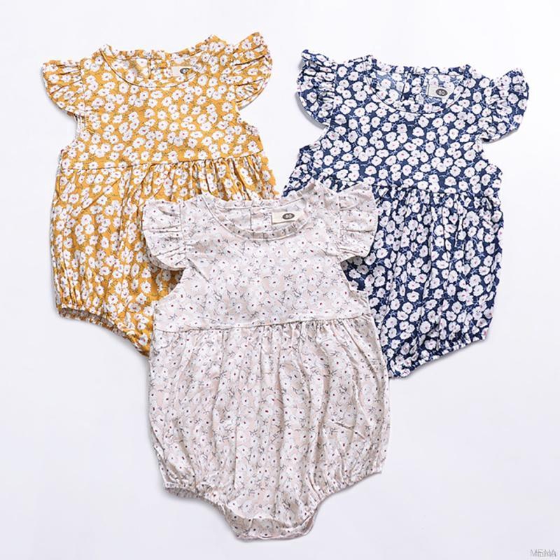 Áo liền quần tay cánh tiên họa tiết hoa xinh xắn cho bé gái 0-24 tháng