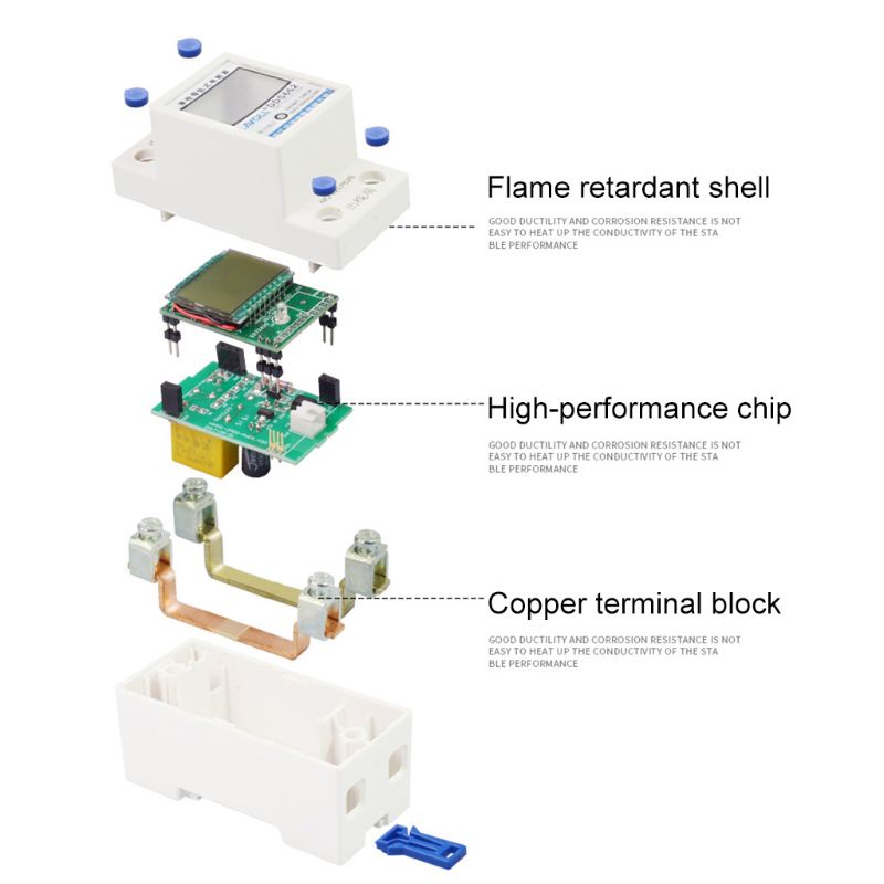 Thiết Bị Đo Công Suất Watt Màn Hình LCD Kỹ Thuật Số kWh 230V AC 50Hz Din