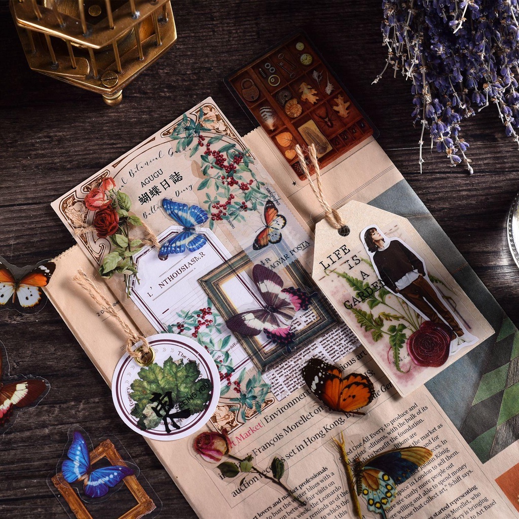 Set 1 / 20 Sticker Đánh Dấu Trang Sổ Tay Hình Khu Vườn Cổ Điển