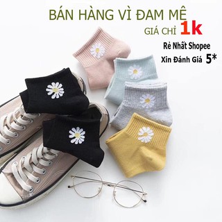 [Giá Rẻ Vô Địch] Tất Cổ Ngắn Gấu Brown, Tất Hoa Cúc 10 Màu Đáng Yêu