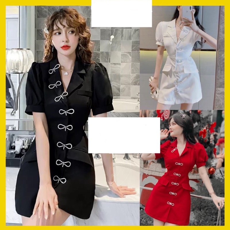 Đầm cổ vest khoét eo đi dự tiệc cưới, đi bar, hàng đẹp cao cấp