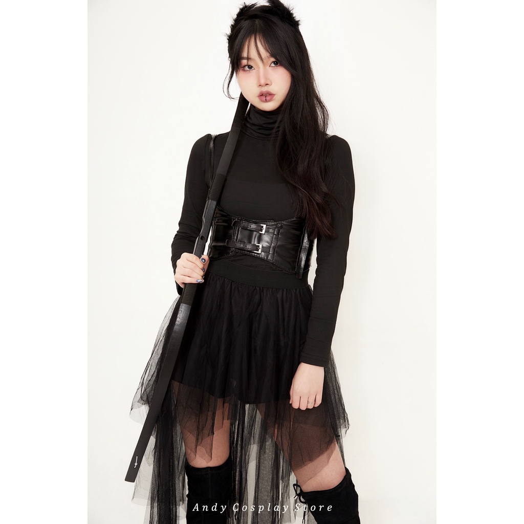 Đai nịt harness corset bản to da PU