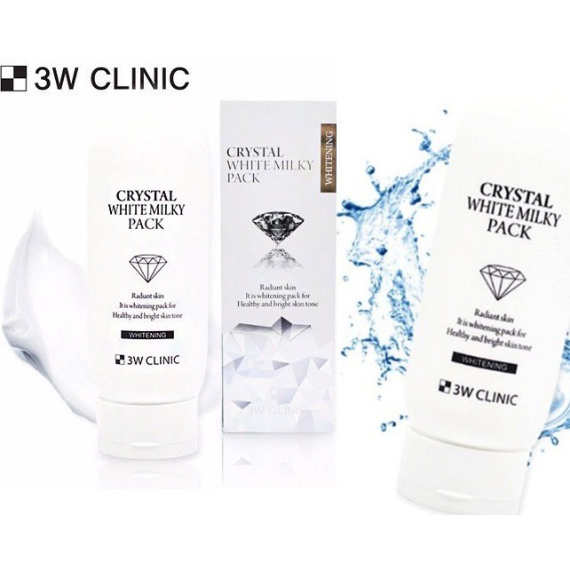 [Hàng Nhập Khẩu] Kem dưỡng trắng da bật tông 3W Clinic Crystal White Milky Pack - Hàn Quốc 200ml - [Chính Hãng]