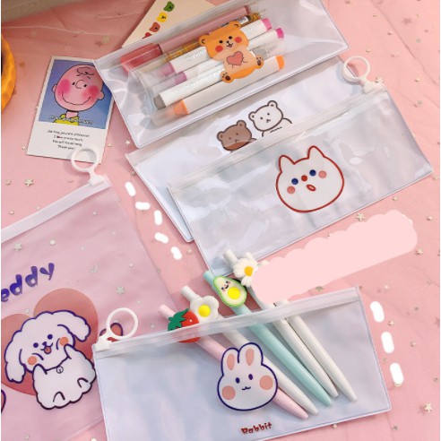 Hộp bút cô gái  hoppang gấu thỏ dẹt nhỏ Hb157 bóp viết cute dễ thương