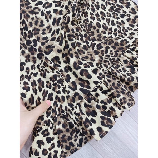 BÁN SỈ - VÁY HAI DÂY DA BÁO CHUN SAU NỮ HÀNG ĐẸP MAY KỸ