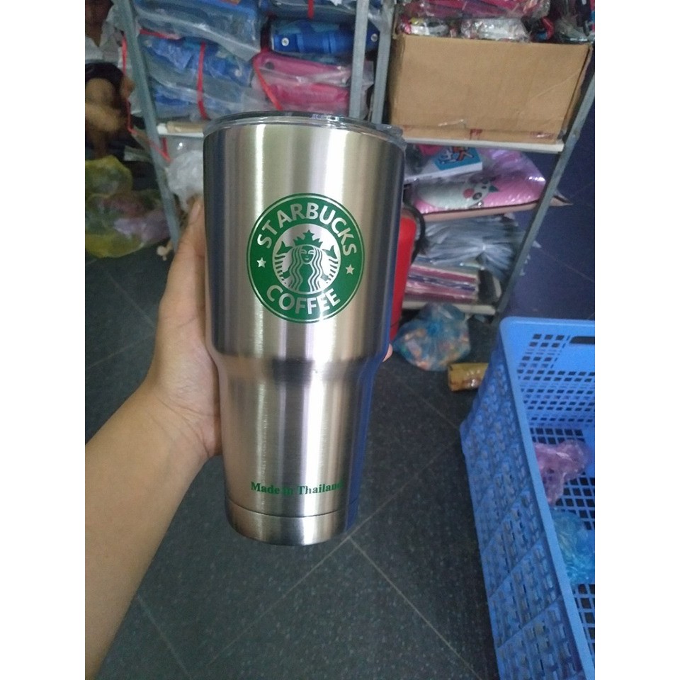 CỐC GIỮ NHIỆT INOX THÁI LAN 900ml STARBUCK (có Túi+2 Ống hút + cọ rửa