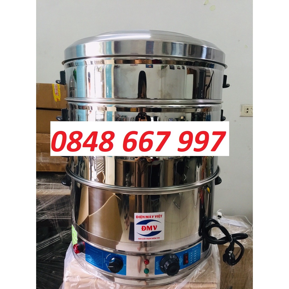 Nồi hấp điện công nghiệp giá rẻ 3 tầng hấp bánh bao, bánh bèo, bánh bột lọc size 40cm