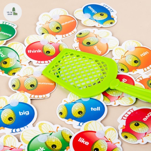 Trò Chơi Đập Ruồi Học Từ Vựng Tiếng Anh, gồm 192 thẻ từ vựng tiếng Anh và 4 bàn đập ruồi, giáo cụ dạy học tiếng Anh