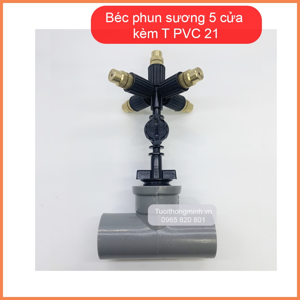 Béc phun sương 5 hướng đầu đồng kết nối ống pvc21