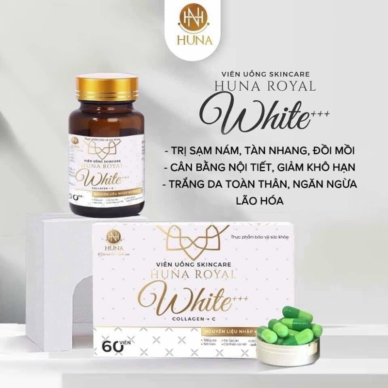 Viên uống Huna Royal White Trắng da Mờ Nám Cân bằng nội tiết