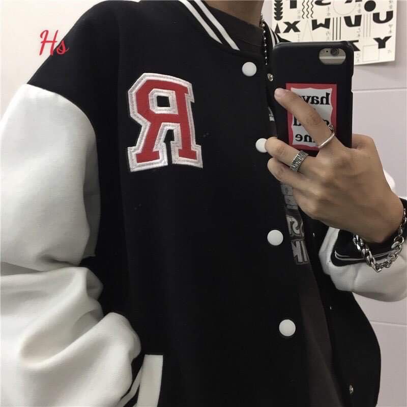 Áo bomber cúc bấm thêu nổi HSU1