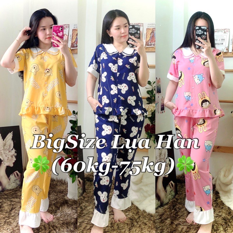 (BigSize) Đồ Bộ Pịjama BigSize TNQD Lụa Hàn (Form 60kg->75kg)