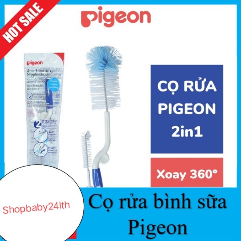 Cây rửa bình sữa và núm ti Pigeon hàng nhập, tay xoay 2 chiều