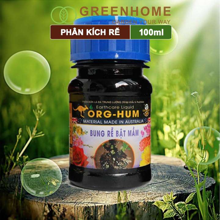 Phân bón lá kích rễ Greenhome, org hum, chai 100ml, dưỡng rễ, kích ra rễ, kích chồi, nảy mầm