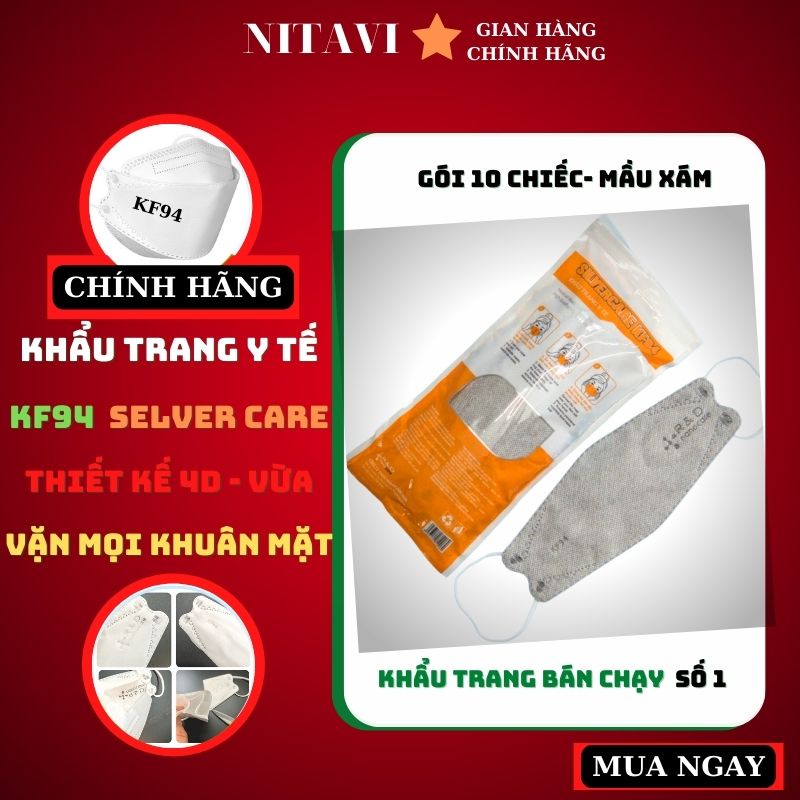 Khẩu Trang KF94 y tế 4D SELVER CARE Màu Trắng chống bụi mịn kháng khuẩn hàng cao cấp