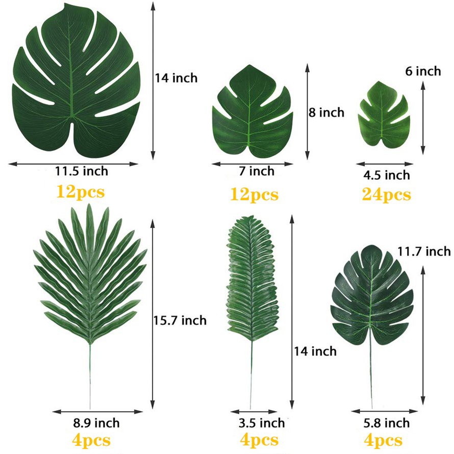 60 cái Palms Lá Palms nhiệt đới nhân tạo Lá trang trí tiệc Hawaii