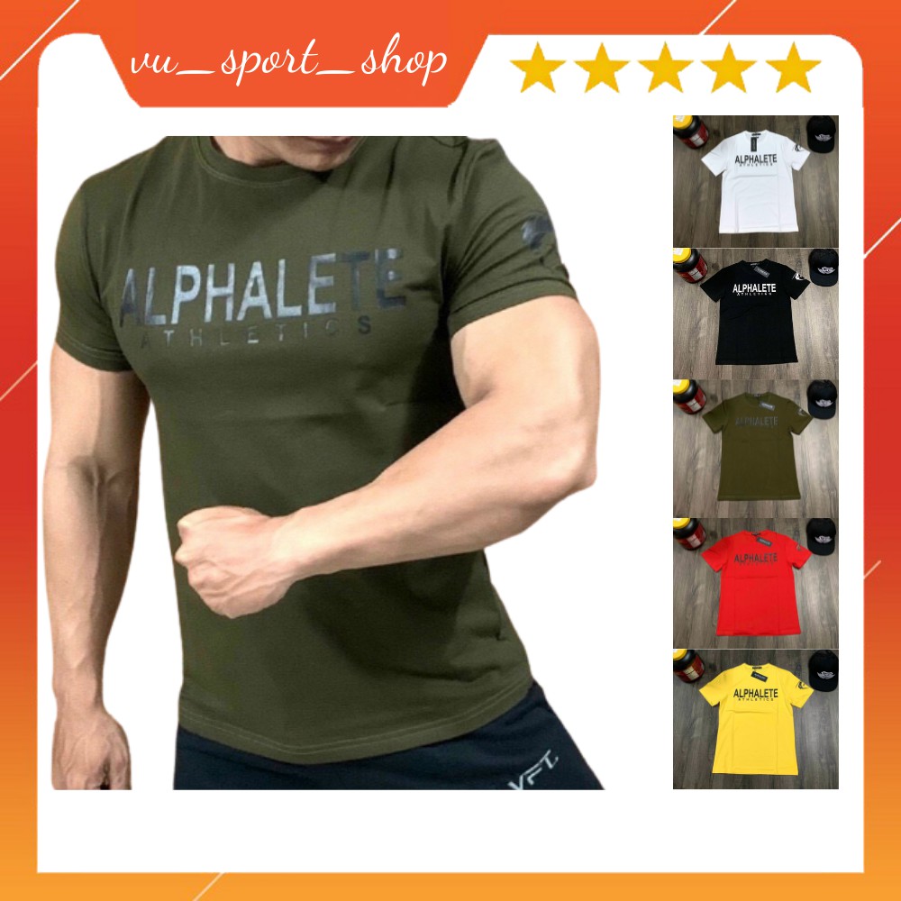 [Siêu sale] áo gym nam ALPHALETE thun cotton lạnh 100% co giãn 4 chiều siêu thấm hút mồ hôi,đồ gym nam ,thể thao.