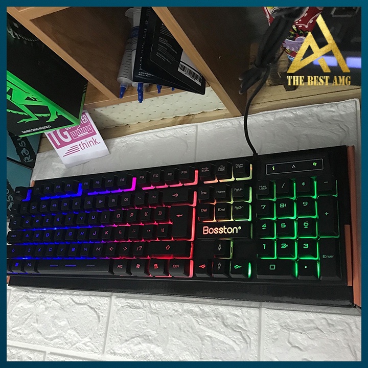 Bàn Phím Gaming Chính Hãng Đèn LED 7 Màu BOSSTON K803 Chuyên Game Bàn phím Giả Cơ Máy Vi Tính PC Laptop Keyboard Có Dây