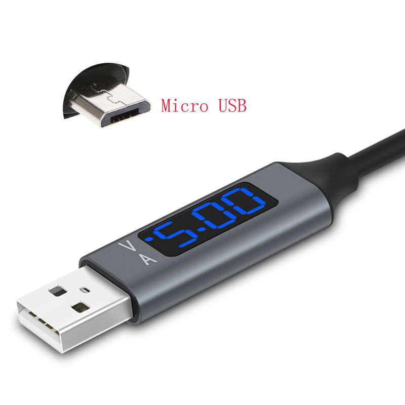 Cáp Sạc Nhanh Dou Qc 3.0 Micro Usb Có Màn Hình Led Hiển Thị Điện Áp