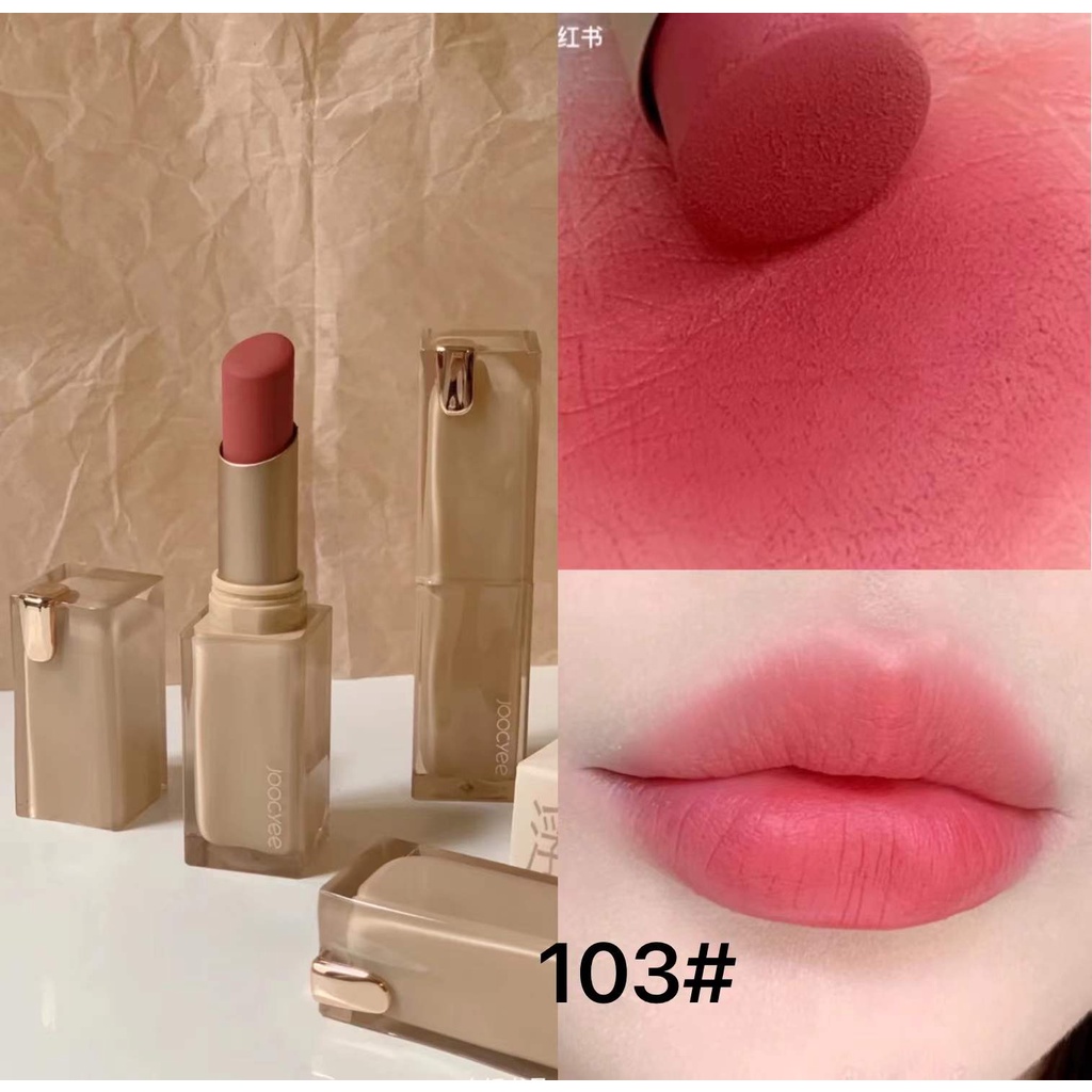 Joocyee Son kem lì mịn trang điểm mượt nhẹ dưỡng ẩm lâu trôi tự nhiên không phai nhiều màu tùy chọn red pink orange Son kem lipstick