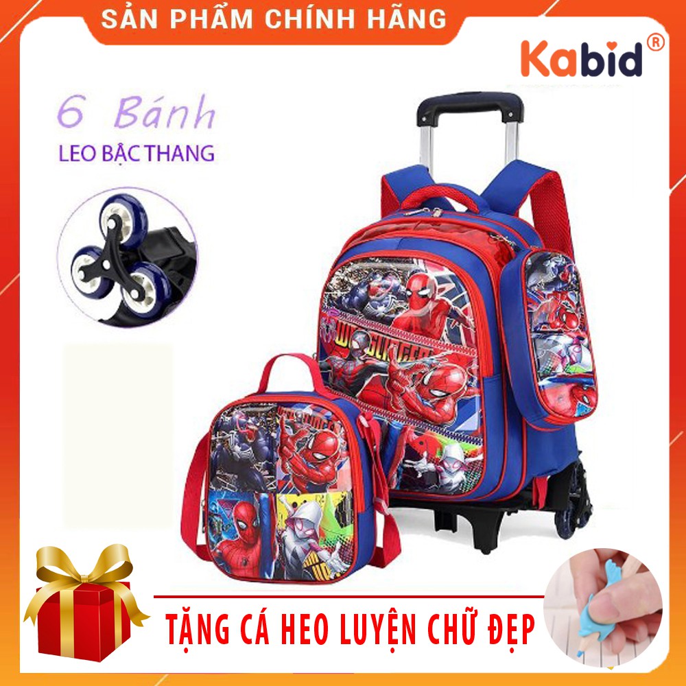 [Set 3 món]Balo kéo 6 bánh xe + Túi đeo vai + Túi đựng dụng cụ học tập chất liệu chống thấm , họa tiết in nổi 3D cho bé