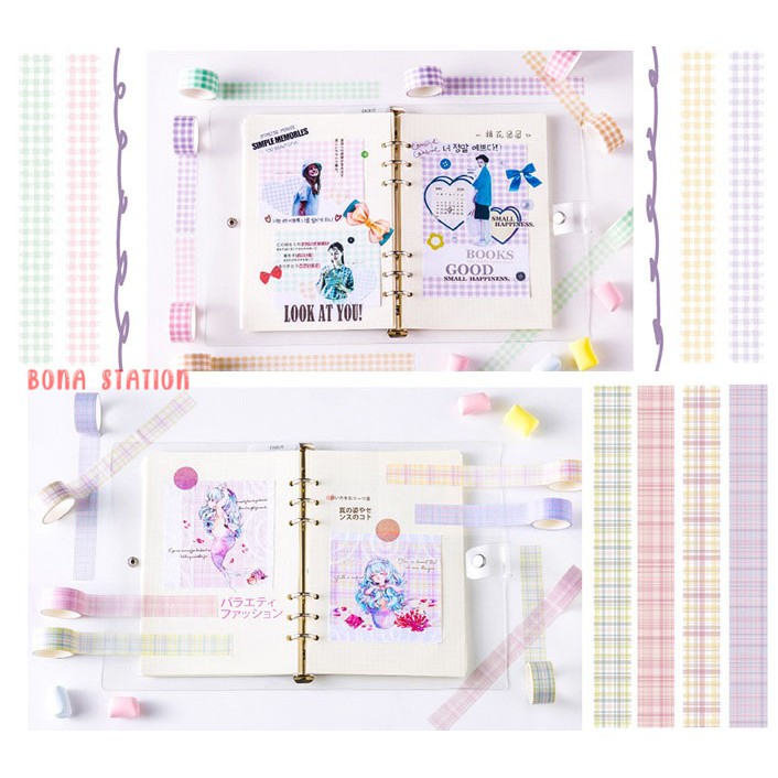 Bộ 4 cuộn washi tape trang trí Sọc size 2cm x 2m | BSW032