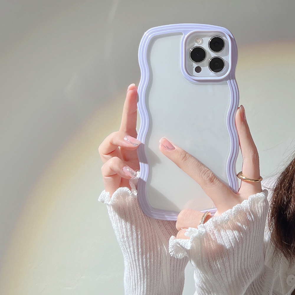 Ốp lưng iphone viền sóng nhiều màu sang chảnh cho Iphone 7 8 Plus SE X XS XS Max 11 12 13 Pro Max