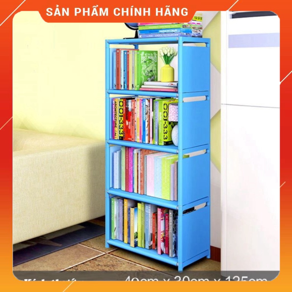 Tủ Vải Đựng Sách, Kệ Sách 4 Tầng Lắp Ghép, Tủ Vải Khung Sắt Đựng Đồ Đa Năng Tiện Lợi - Gia Dụng Tân Thanh