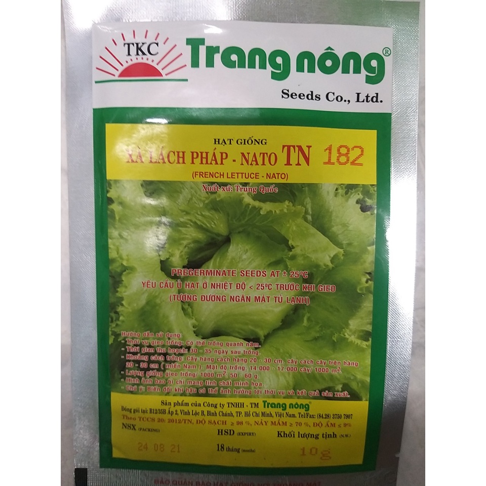Hạt giống xà lách Pháp - Nato TN 182 Trang Nông gói 10g
