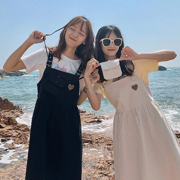 Đầm Midi Hai Dây Phong Cách Hàn Quốc Ngọt Ngào Thời Trang Mùa Hè Cho Nữ