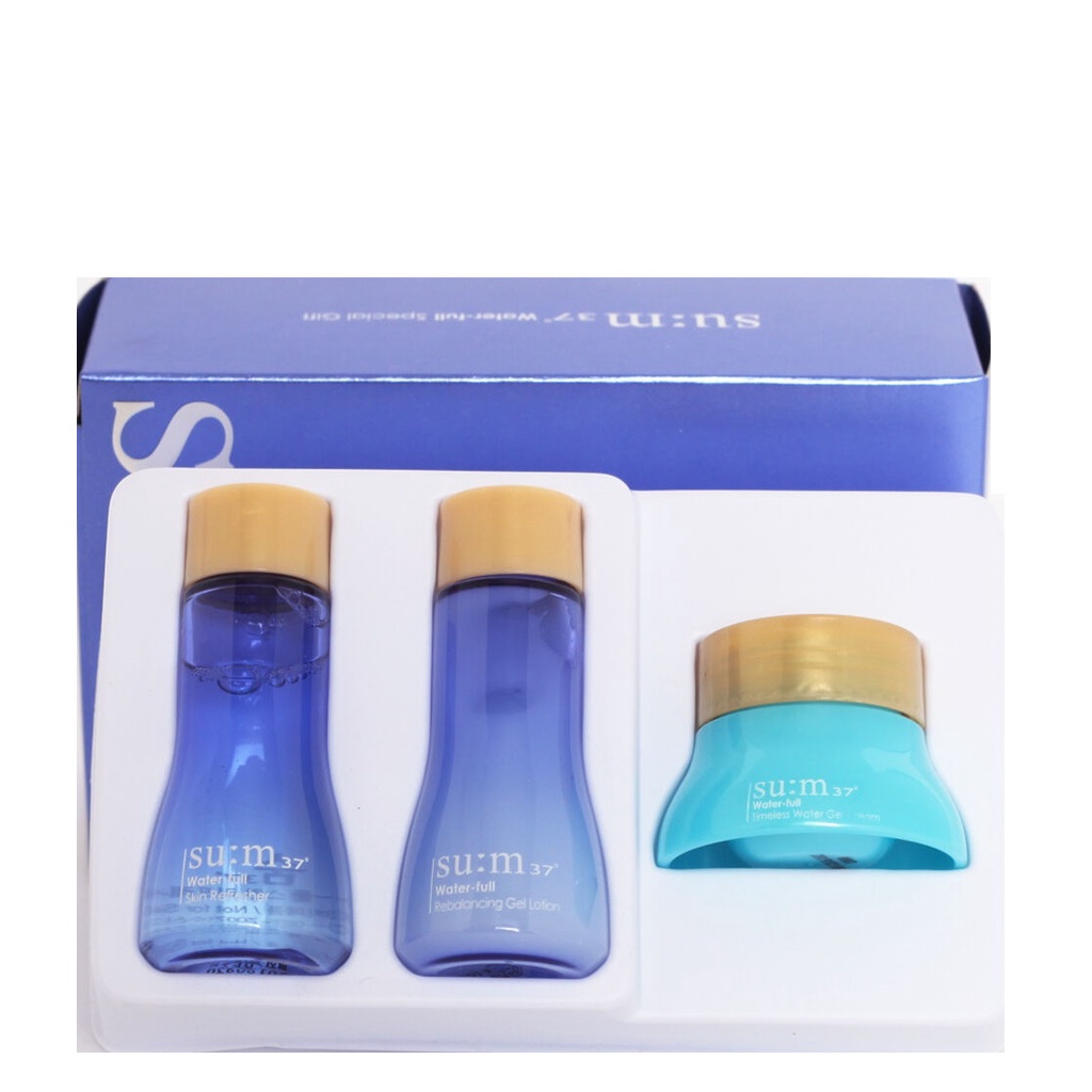Set dưỡng Sum 37 xanh cấp nước, kiềm dầu, giảm mụn, se khít lỗ chân lông Su:m37° Water-full mini 3 sản phẩm