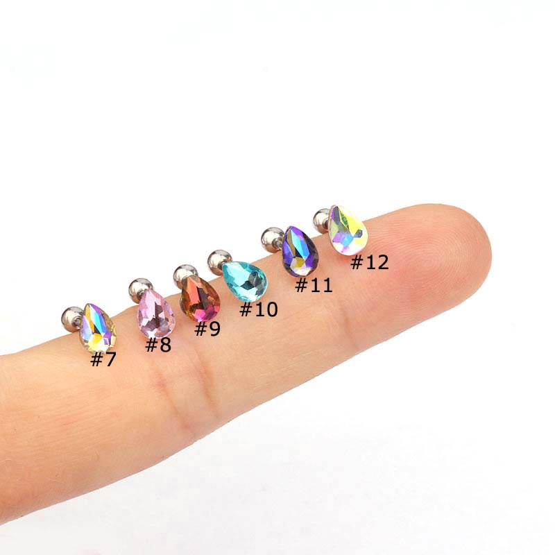 Khuyên tai Tragus bằng thép không gỉ đính hạt pha lê