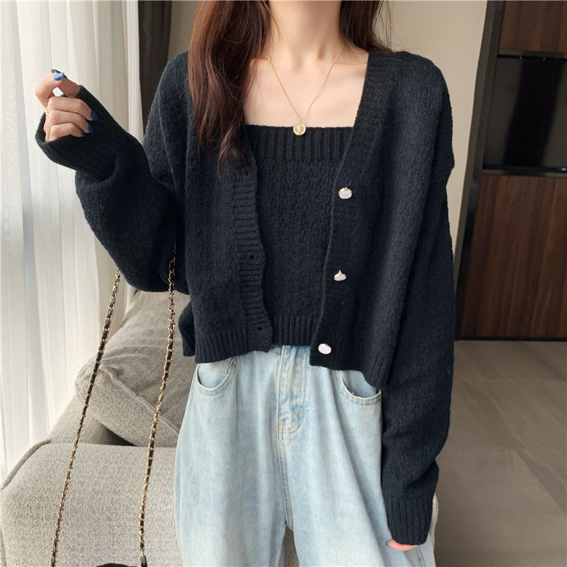 Lil Forest Set đồ 2 món gồm áo khoác Cardigan dệt kim dáng ngắn thời trang xuân thu cho nữ | BigBuy360 - bigbuy360.vn