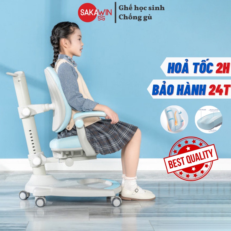 (Tặng vỏ) Ghế ngồi học chống gù đúng tư thế cho bé Sakawin C06, Ghế học sinh chống gù cao cấp bảo vệ cột sống