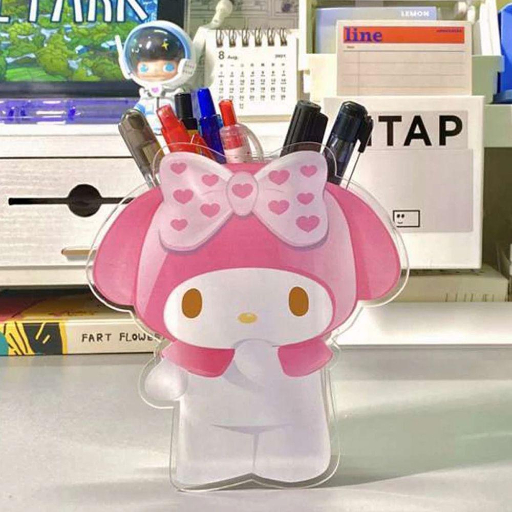 Giá Đỡ Bút / Cọ Trang Điểm Bằng Acrylic In Họa Tiết Hoạt Hình My Melody Dễ Thương Tiện Dụng Cho Văn