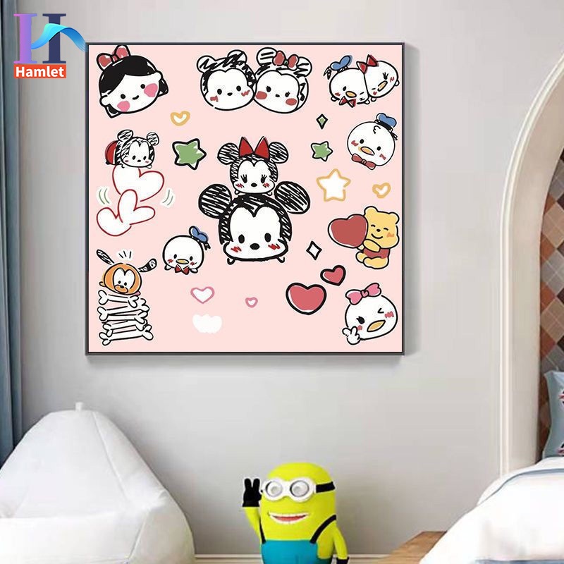 Bộ tranh sơn dầu acrylic Hamlet tô màu theo số hình Buzz Lightyear/ Strawberry Bear/ Crayon Shin-chan cỡ 40*40cm